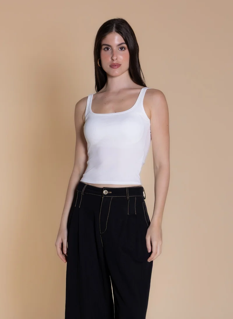 Padded Wide Strap Top White