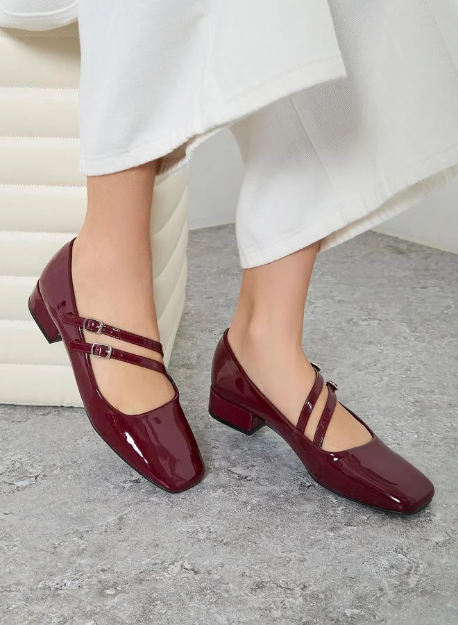 Patent Square Toe Mary Janes Burgundy