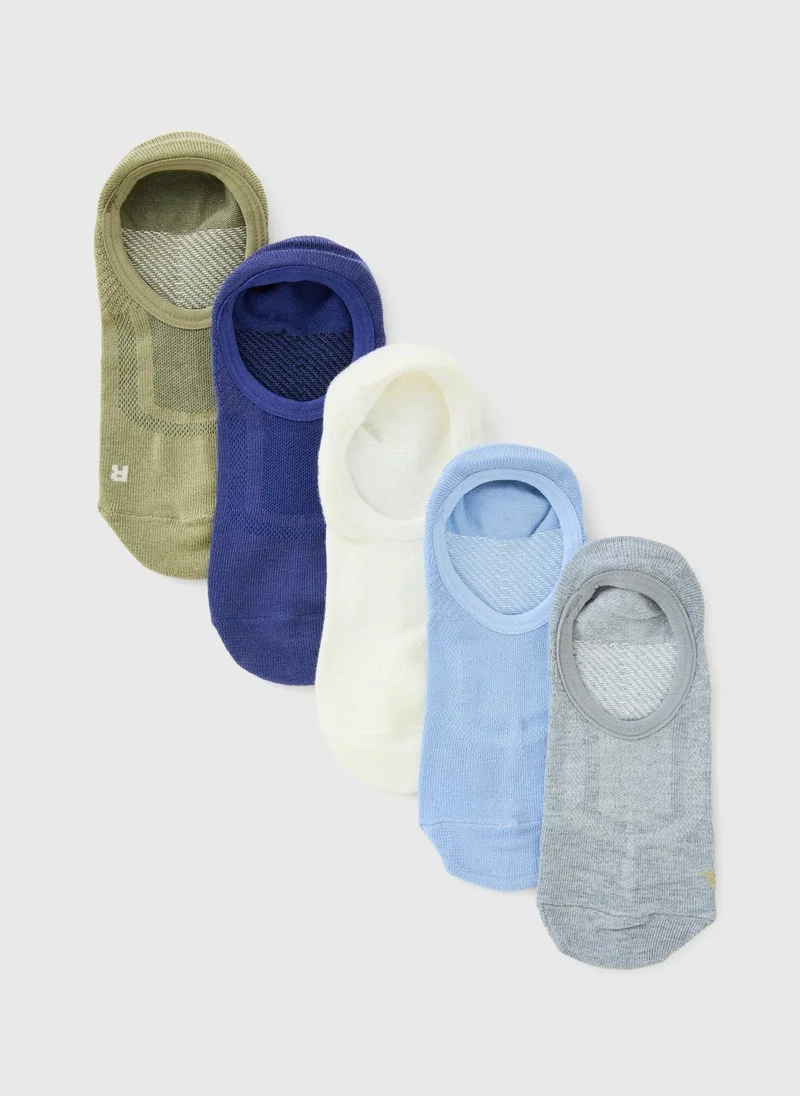 Souluxe 5-Pack No Show Trainer Socks Gray