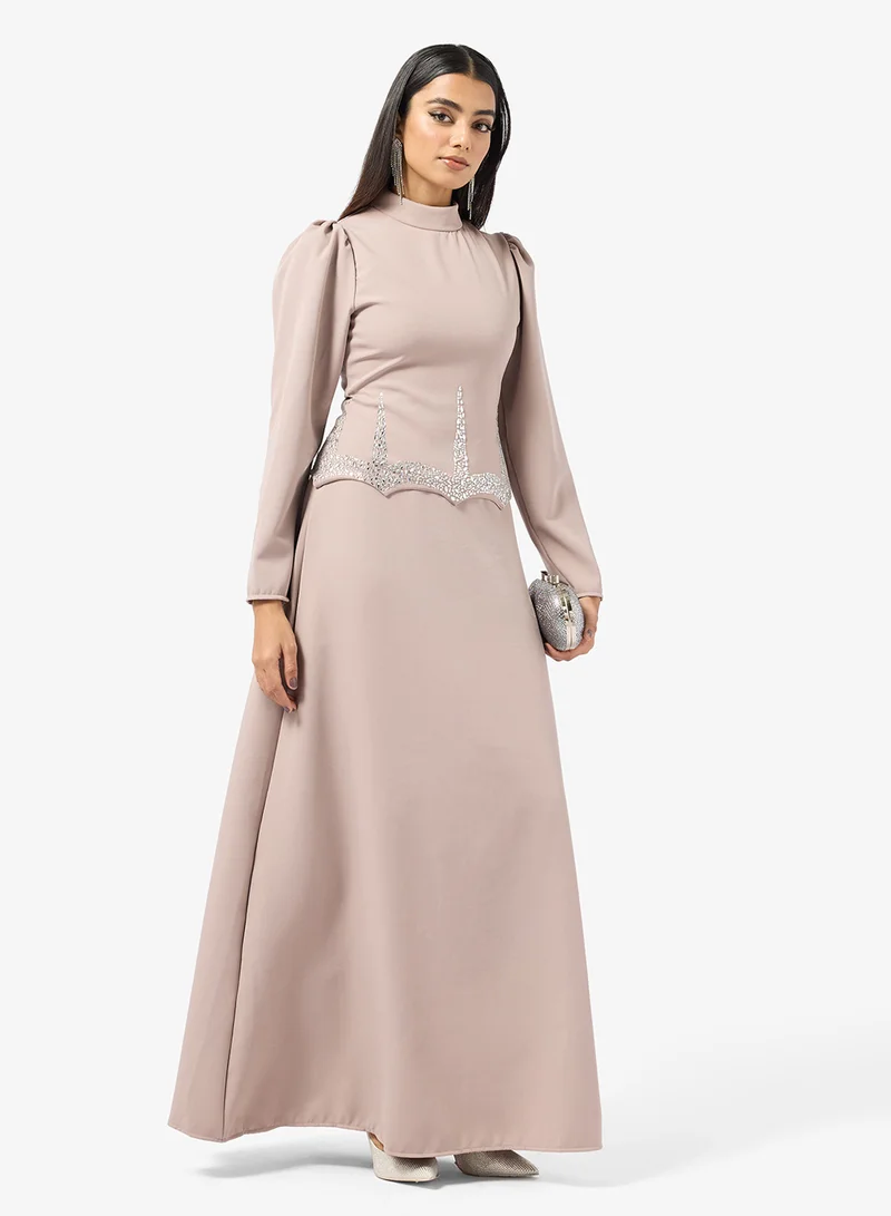 Embellished Mock Peplum Dress
