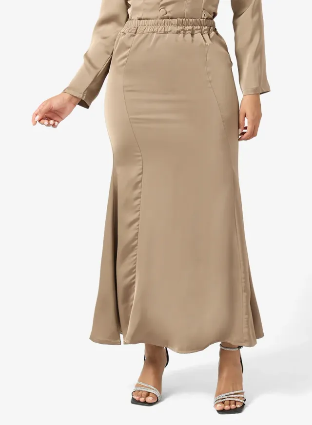 Peplum Top & Skirt Set Brown – image 4