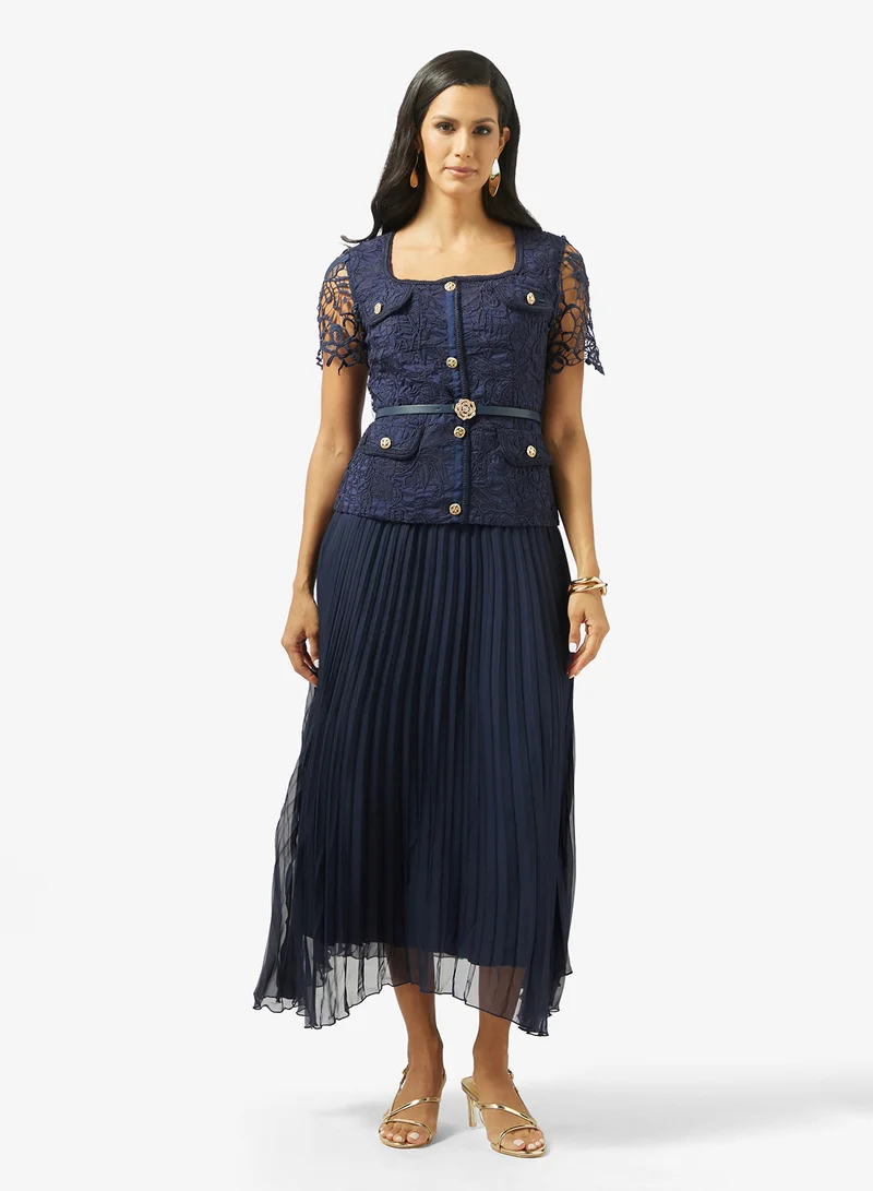 Women's Mock Vest Lace Dress