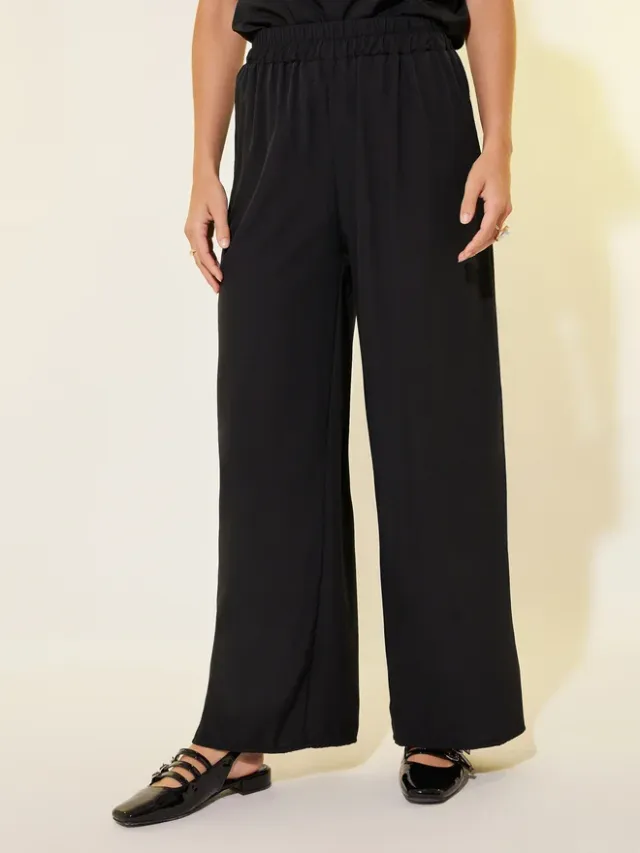 Women's Black Solid Mesh Top and Pants Co-Ord Set – image 4