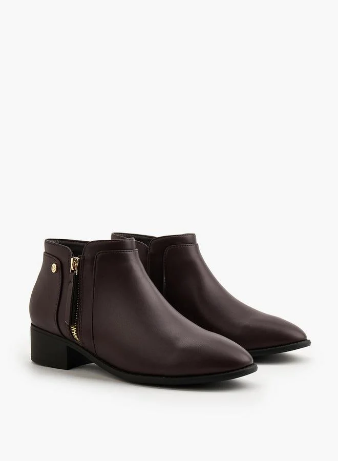 Flora Bella Solid Ankle Boots With Zip Closure