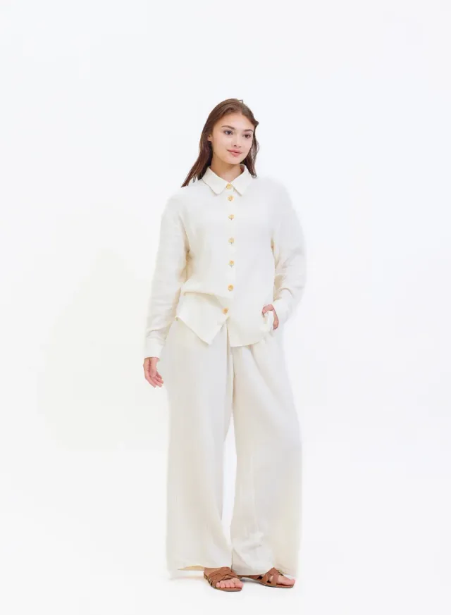 Hassal Women's Collared Button-Down 2-Piece Set (Top + Bottom) – image 4