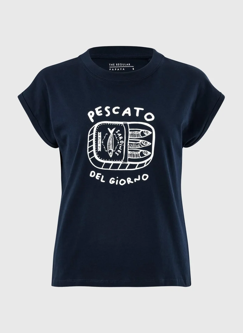 Fish Graphic T-Shirt Dark Blue