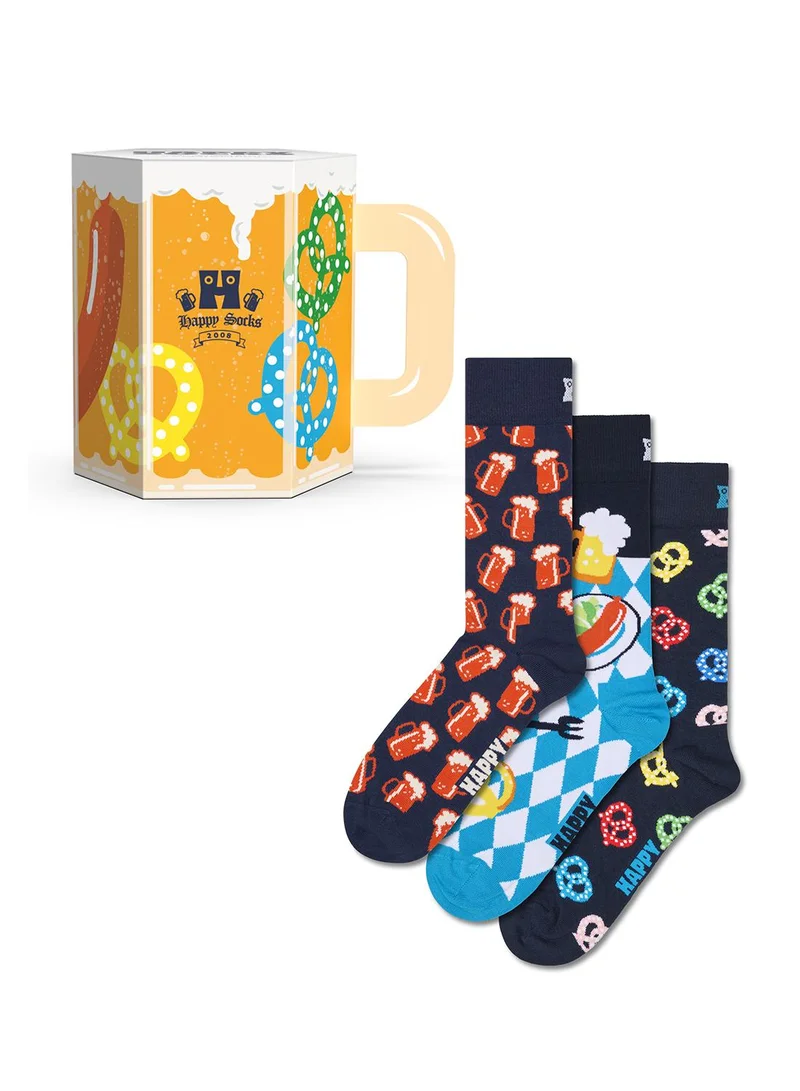 3-Pack Beer Glass Socks Gift Set Multicolour