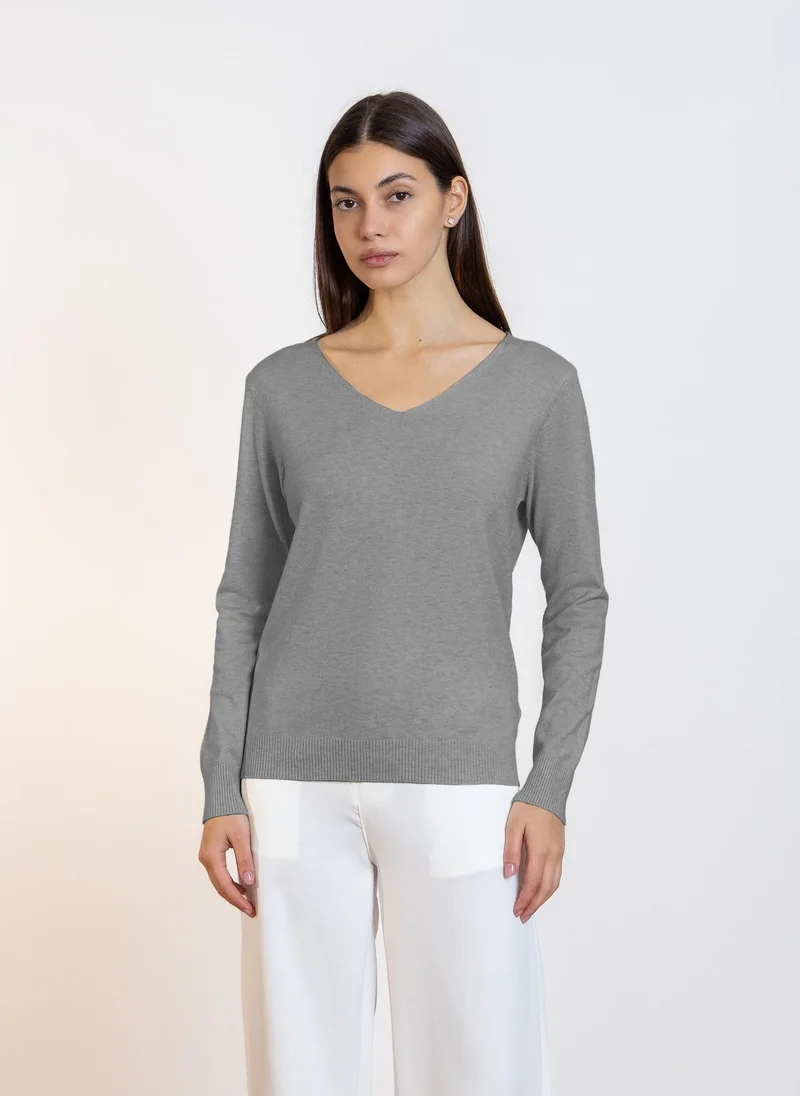 Plain Knit Jumper Grey