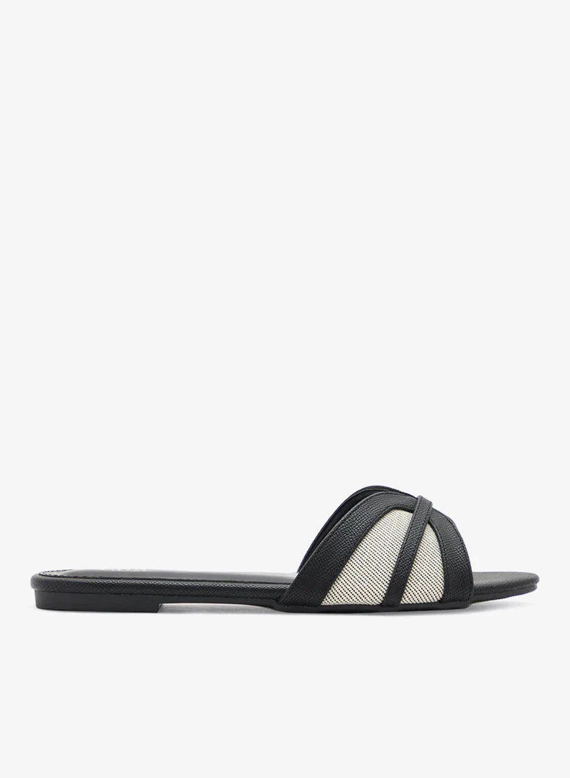 Color Block Flat Sandal Black
