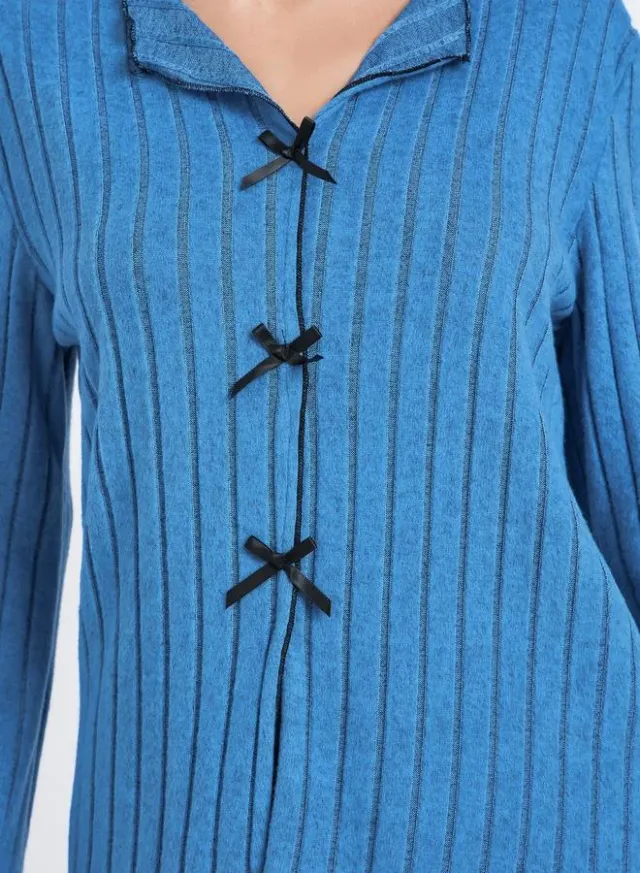 Rib Bow Trim Pyjama Set – image 4