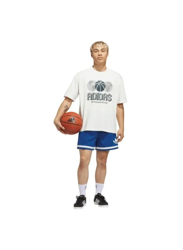 Adidas Unisex Basketball T-Shirt - Off White, Round Neck, Short Sleeve, Logo Graphic, Oversized Fit – image 5