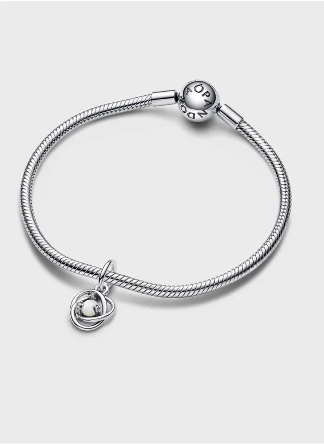 Sterling Silver Eternity Circle Dangle Charm with True Red Enamel – image 3