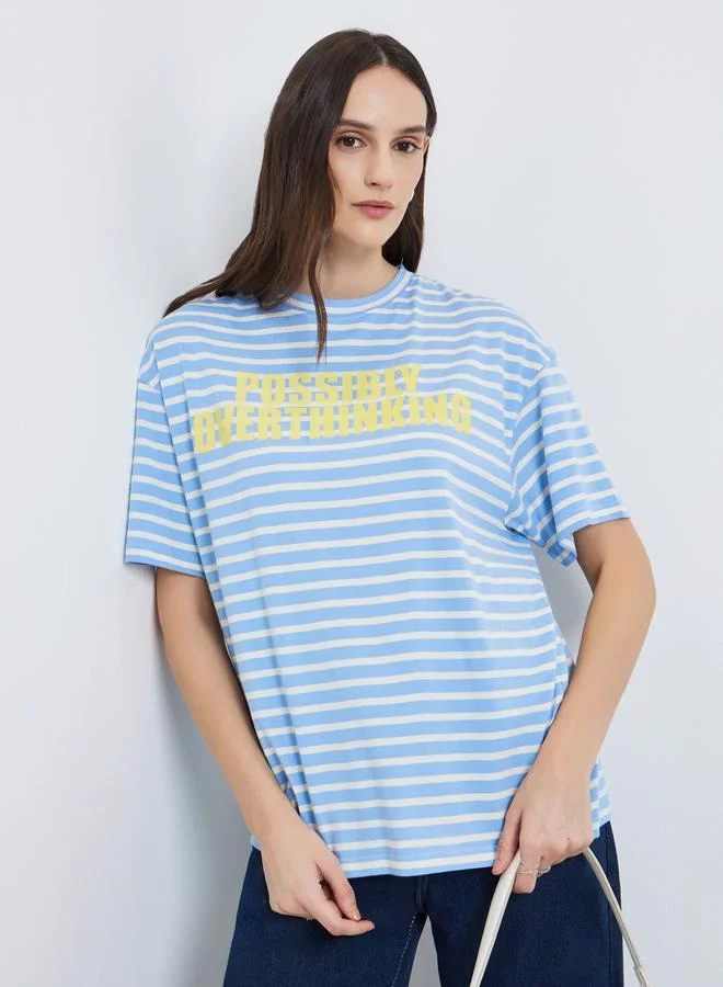 Women's Striped Oversized T-Shirt Blue