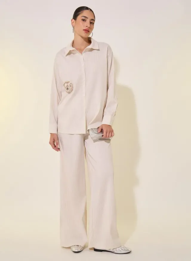 Striped Floral Shirt & Pants Set – image 2