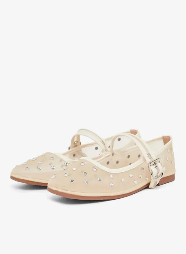 Polka Dot Embellished Ballerina Beige – image 2