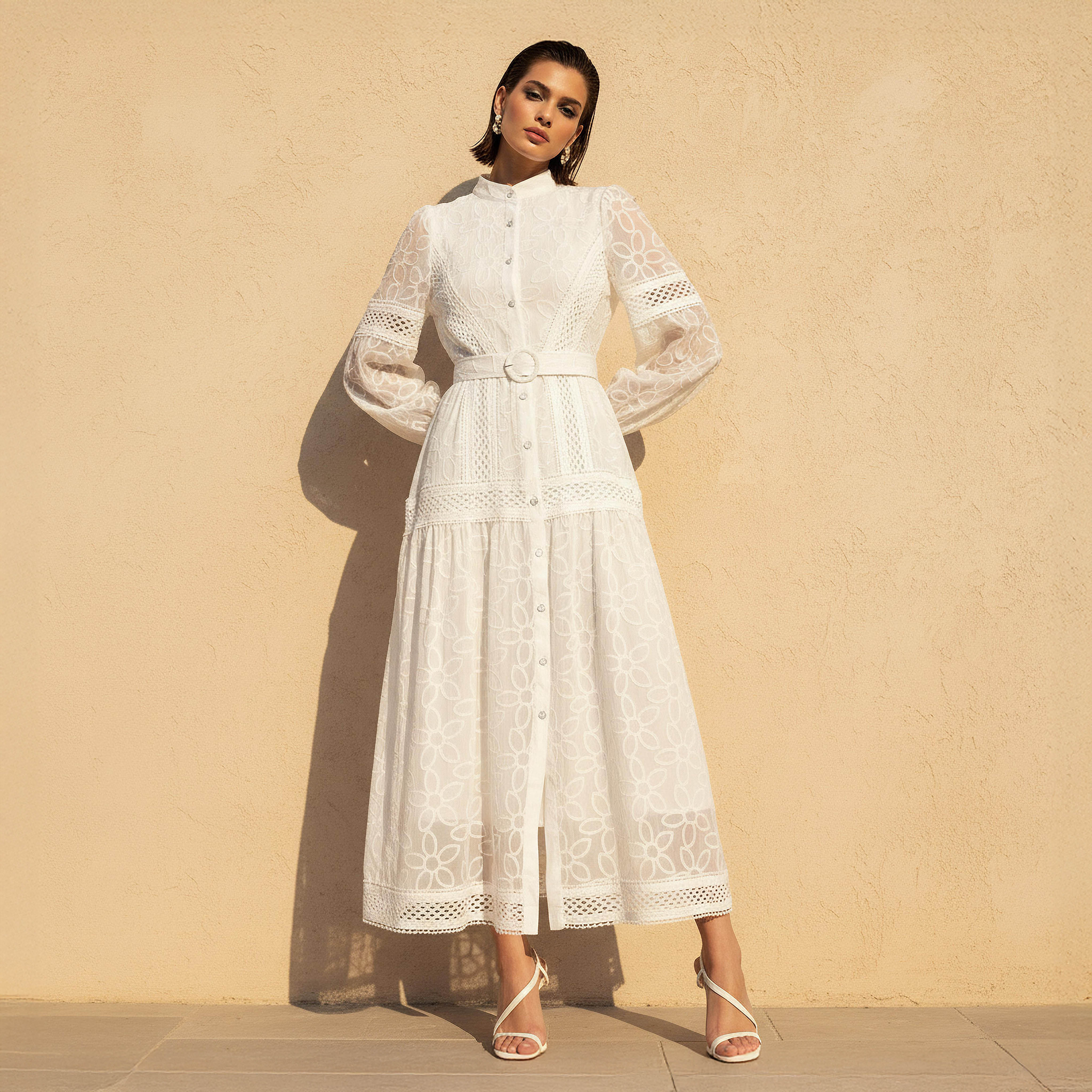 2Xtremz Belted A-line Maxi Dress White