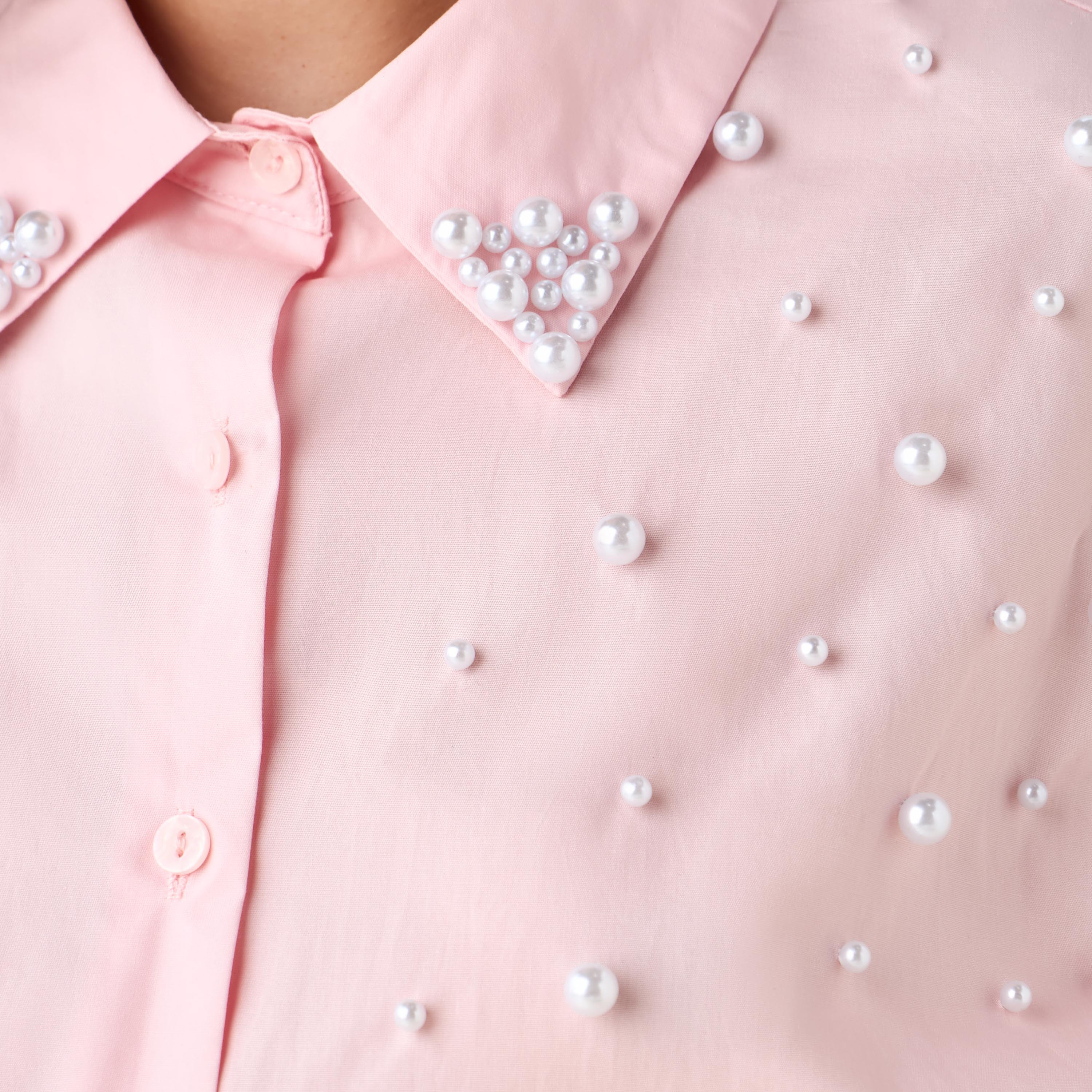 2Xtremz Cotton Shirt with Pearl Embellishment