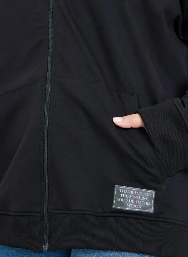 Women's Plus Size Black Cotton Blend Hoodie with Full Zip – image 4