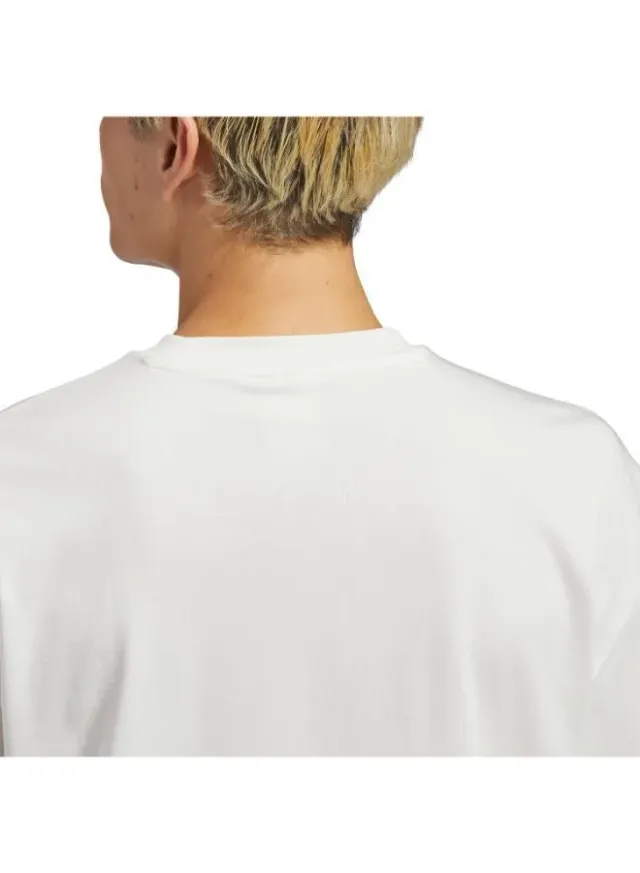 Adidas Unisex Basketball T-Shirt - Off White, Round Neck, Short Sleeve, Logo Graphic, Oversized Fit – image 4