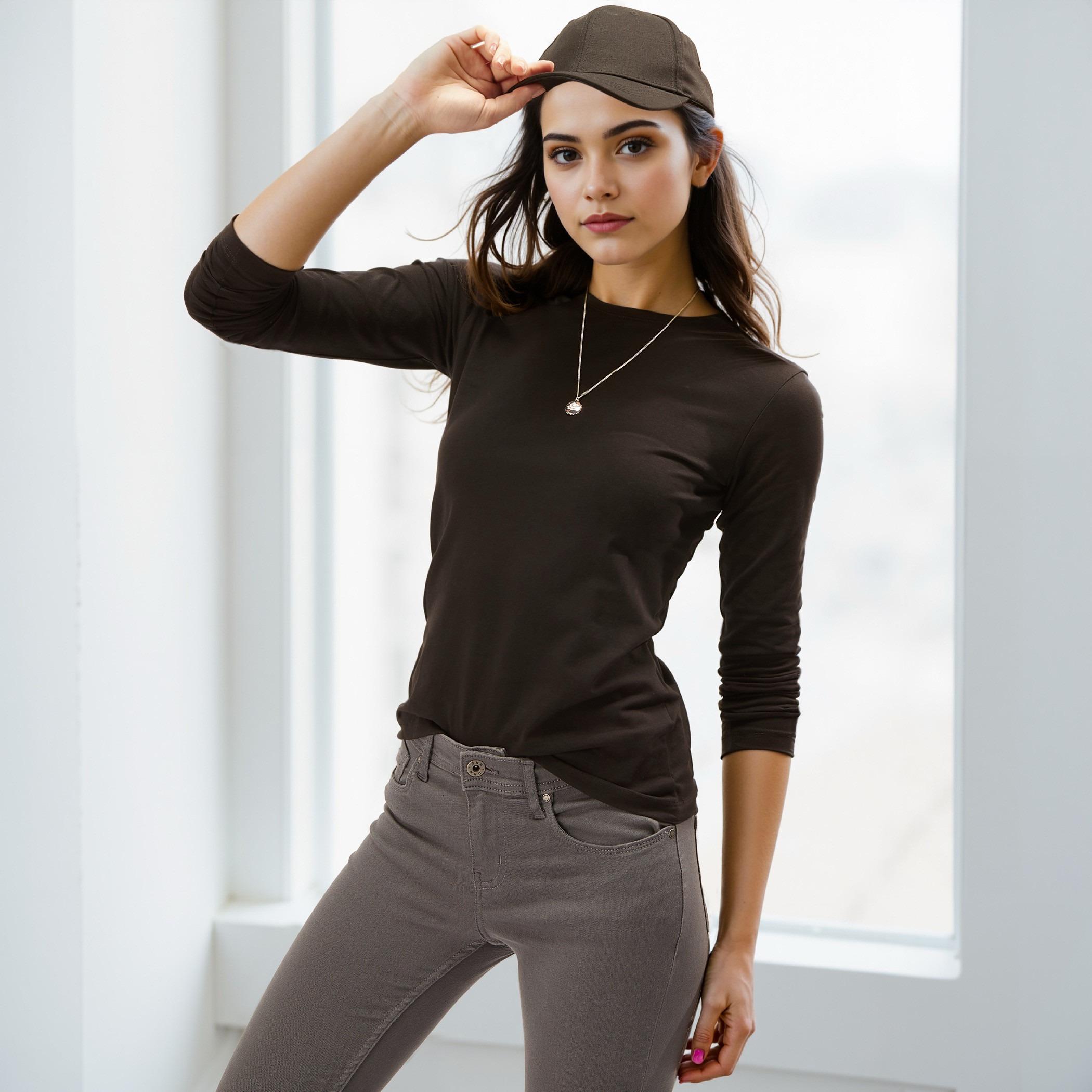 Slim Fit Antibacterial Long Sleeve T-shirt Black