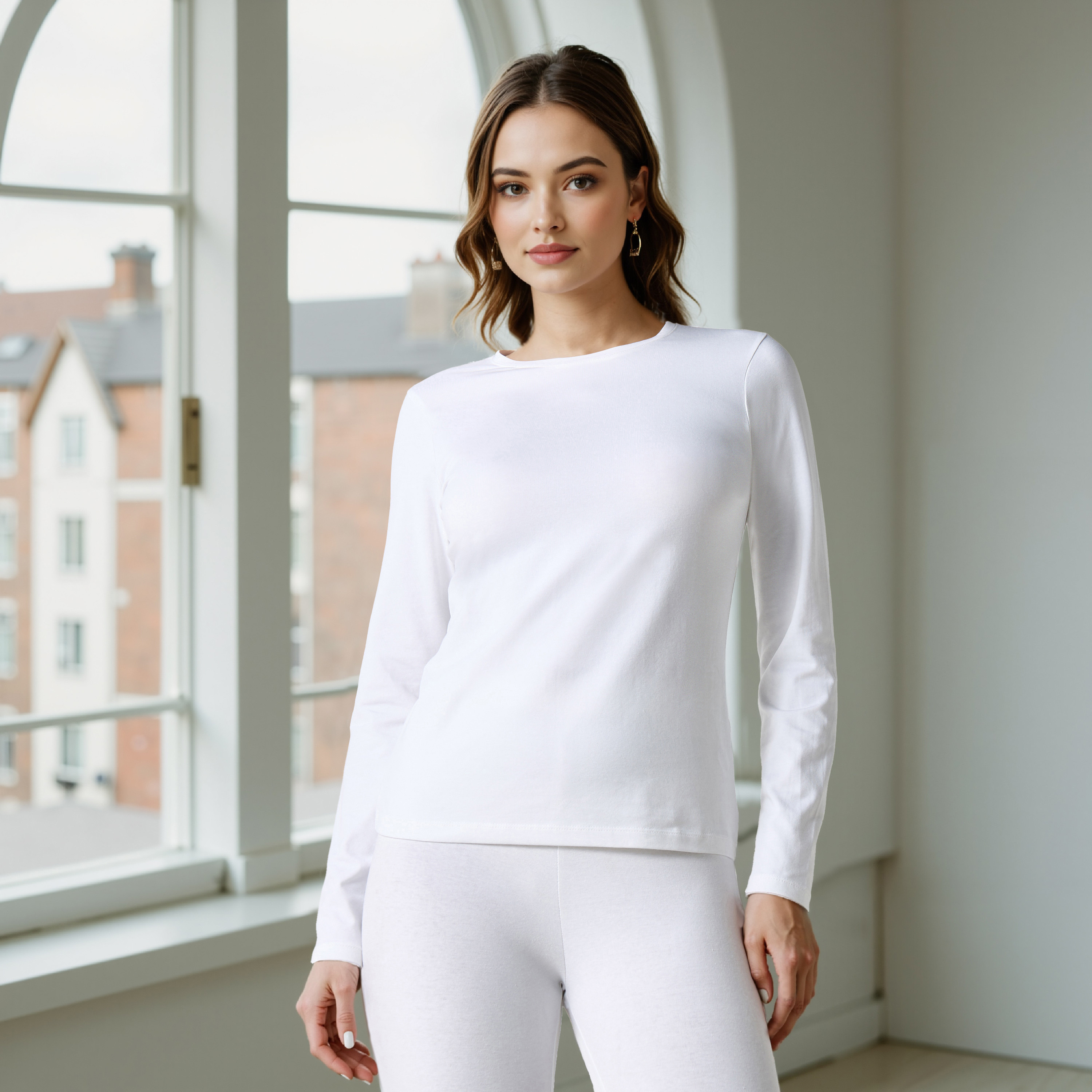 Slim Fit Antibacterial Long Sleeve T-shirt White