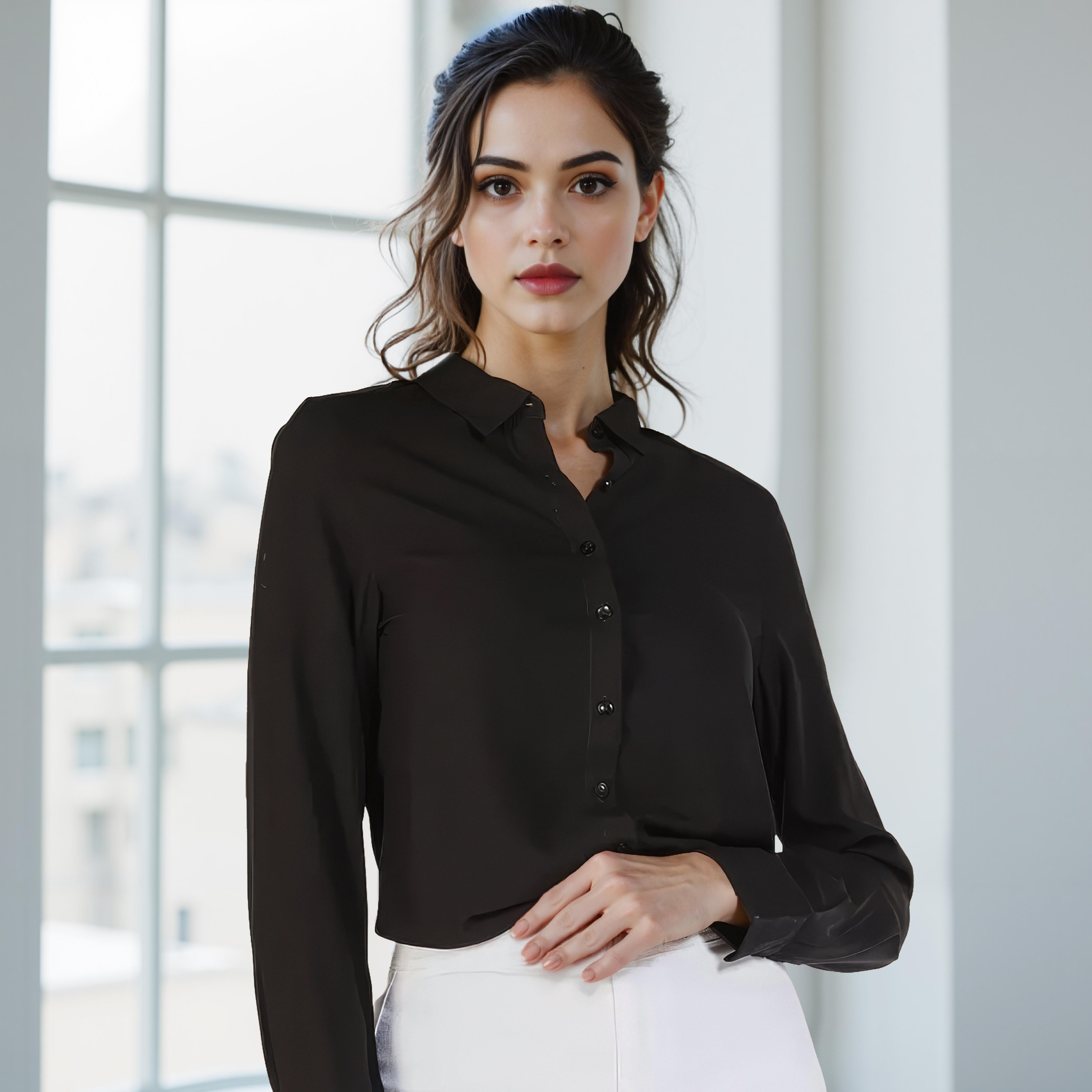 Slim Fit Long Sleeve Shirt Black