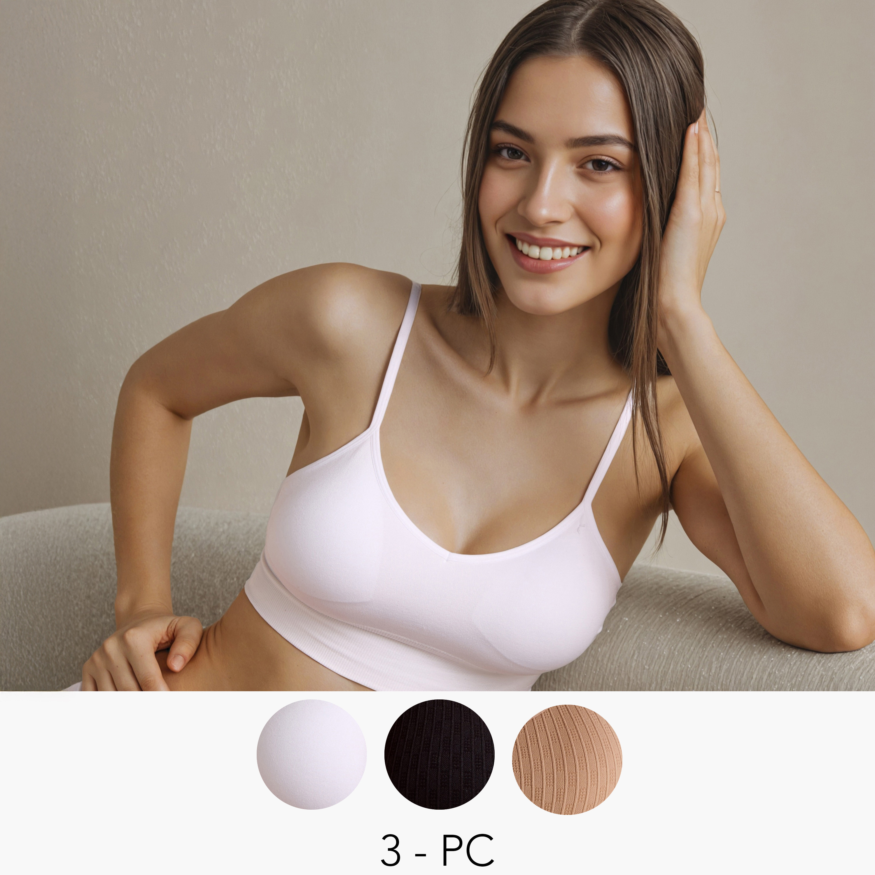 3-Pack Seamless Bralette Multicolour
