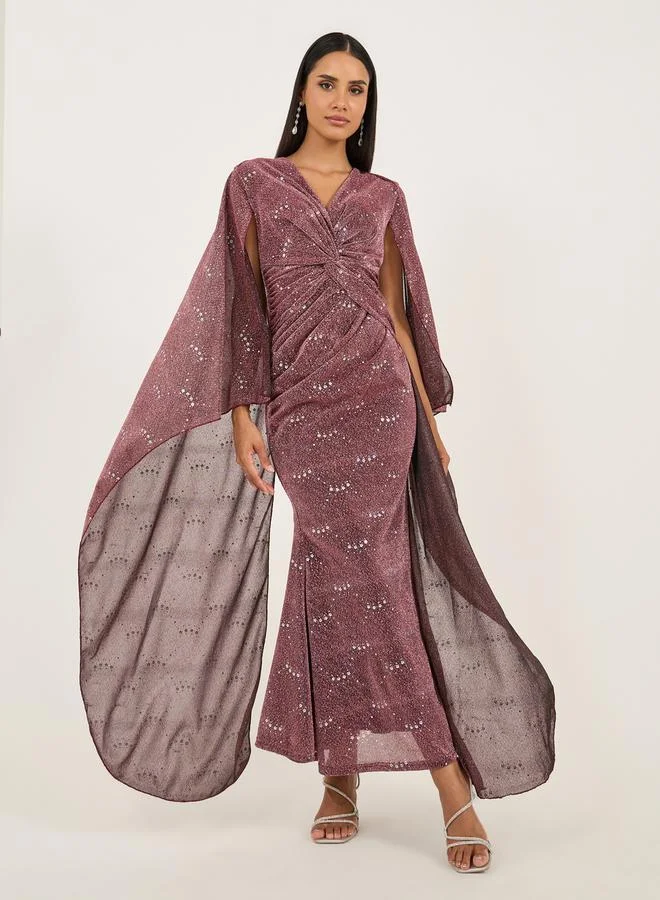 Sparkle Capelet Dress Dusty Rose