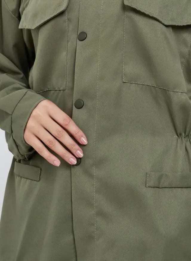 Longline Utility Trench Jacket Beige – image 4