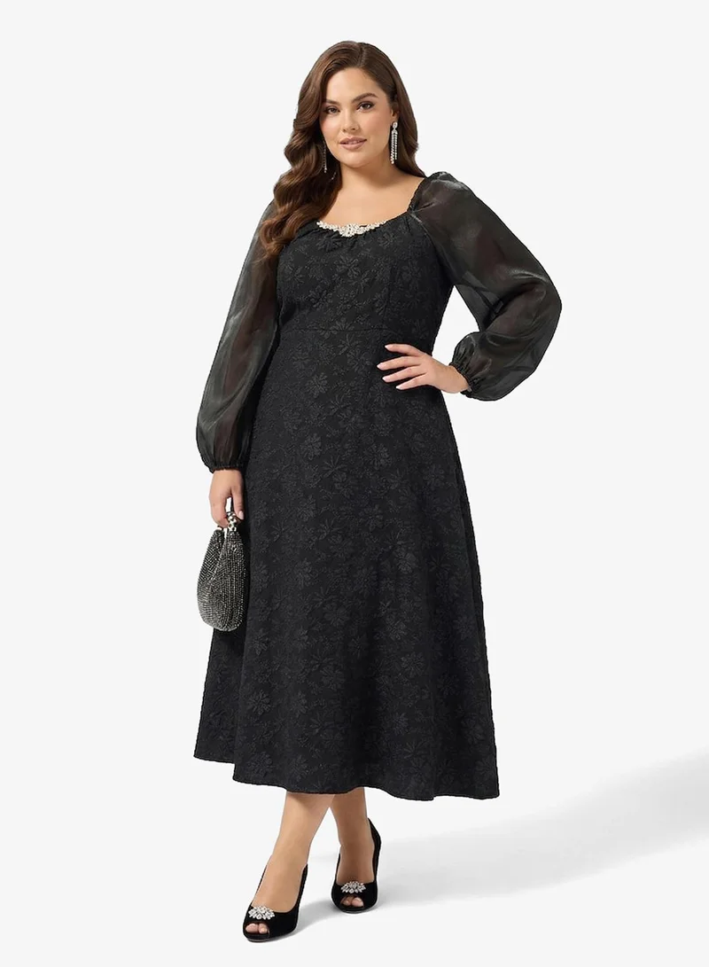 Lace A-line Dress Black