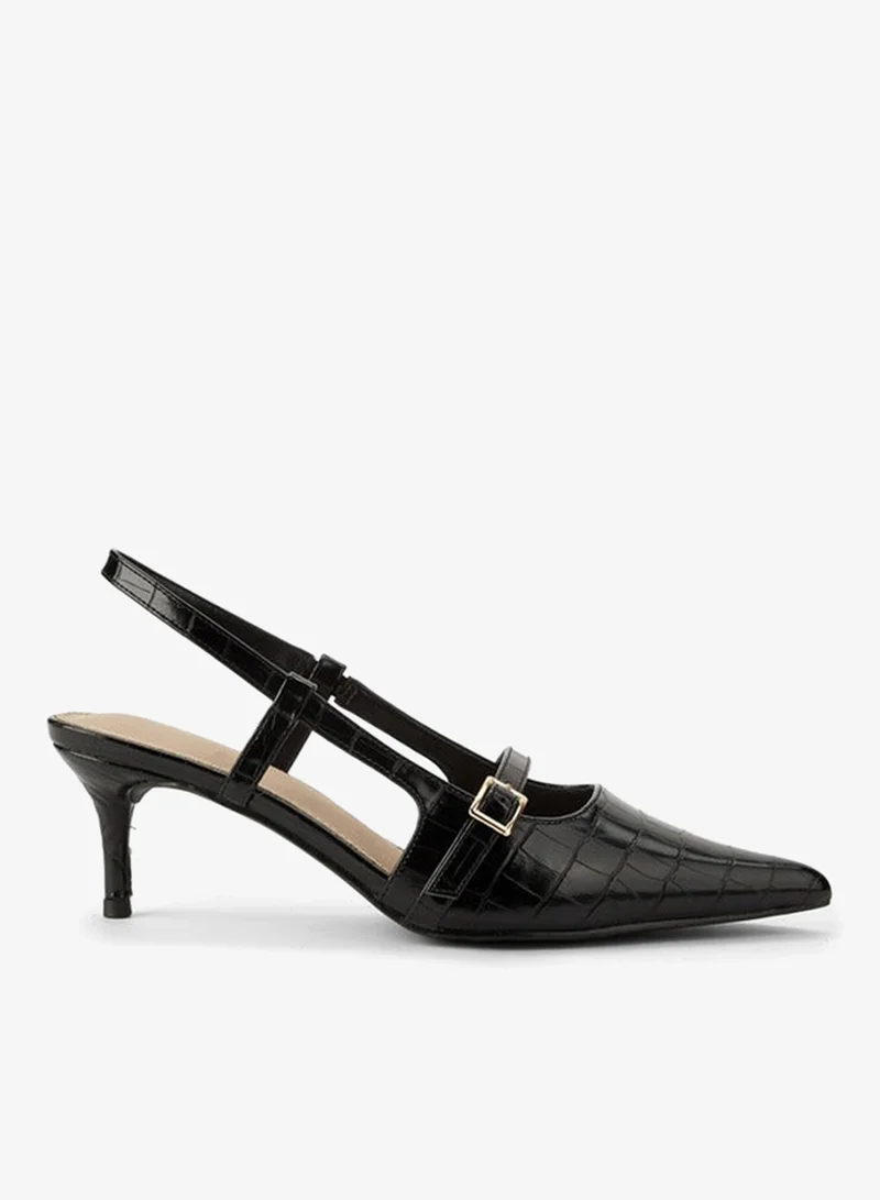Buckle Accent Slingback Shoes Black