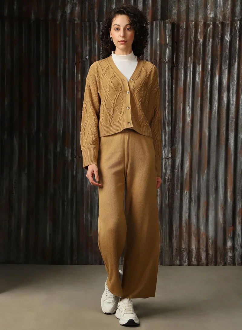 Women's Casual Button Down Co-Ord Set Beige