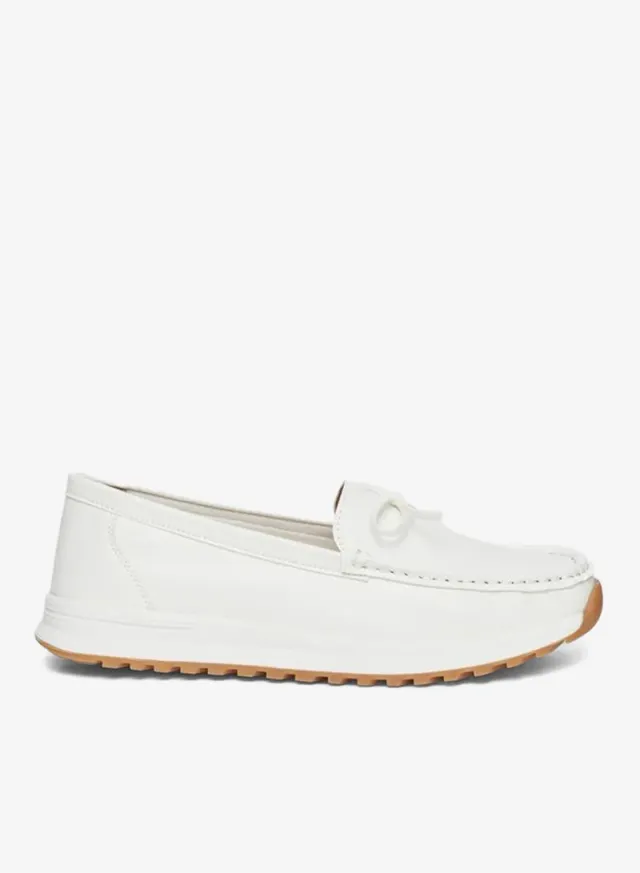 Bow Detail Casual Loafers White