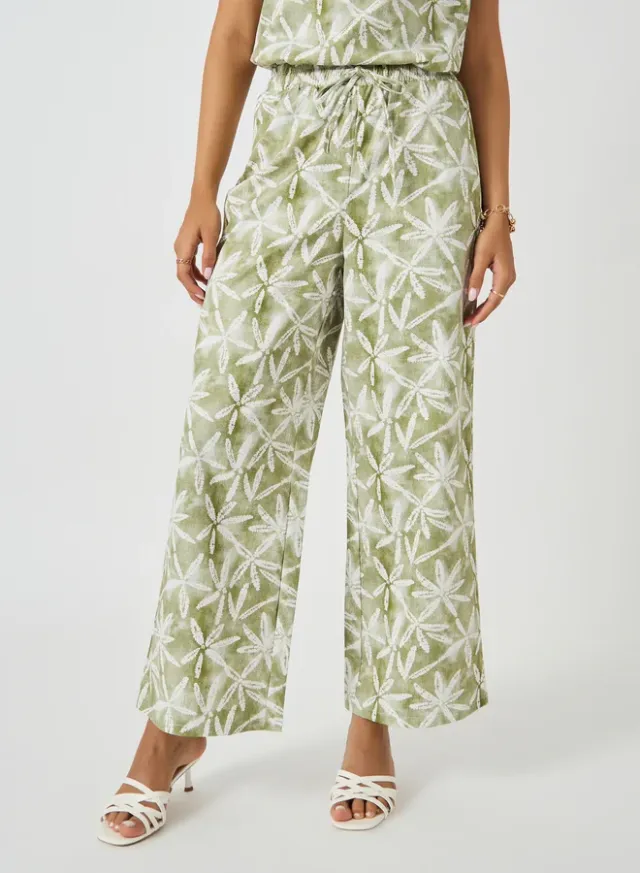 Printed Sleeveless Top and Wide Leg Pants Set – image 5