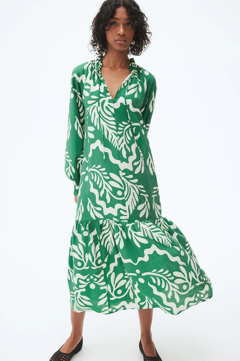 Frill Collar Dress Emerald Green