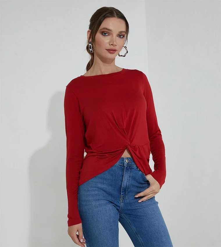 Beverly Hills Polo Club Front Knot Top Red