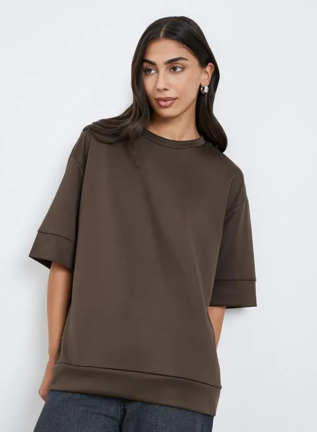 Oversized Round Neck T-Shirt Brown