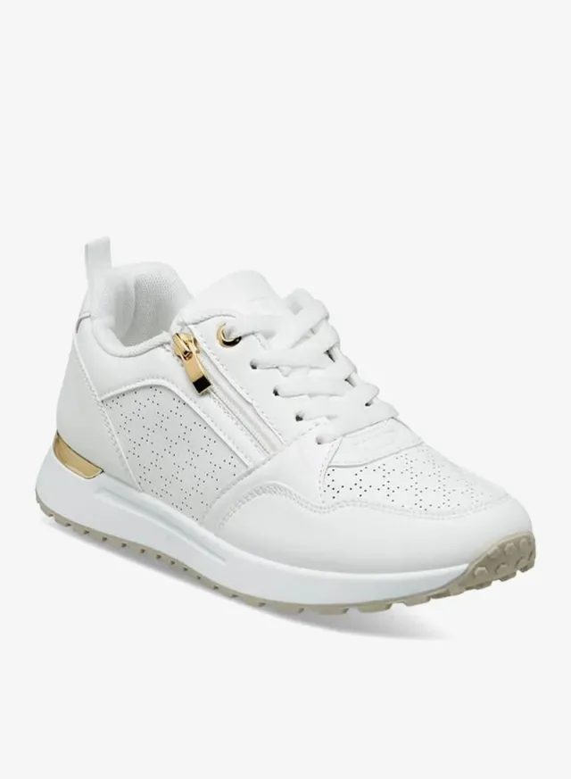 Flora Bella Women's Lace-Up Sneakers White