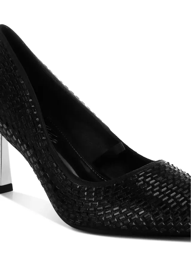 Rhinestone Embellished Pumps Black – image 5