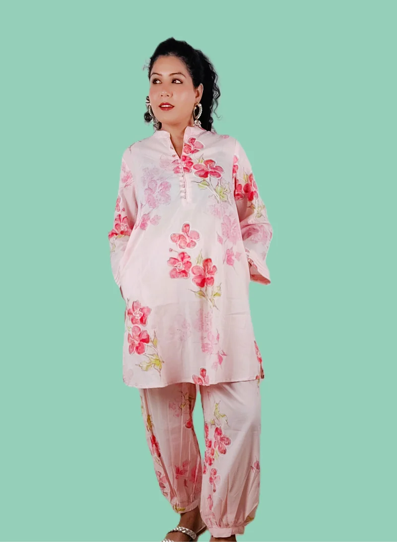Women's Cotton Ethnic Kurta Set Pink