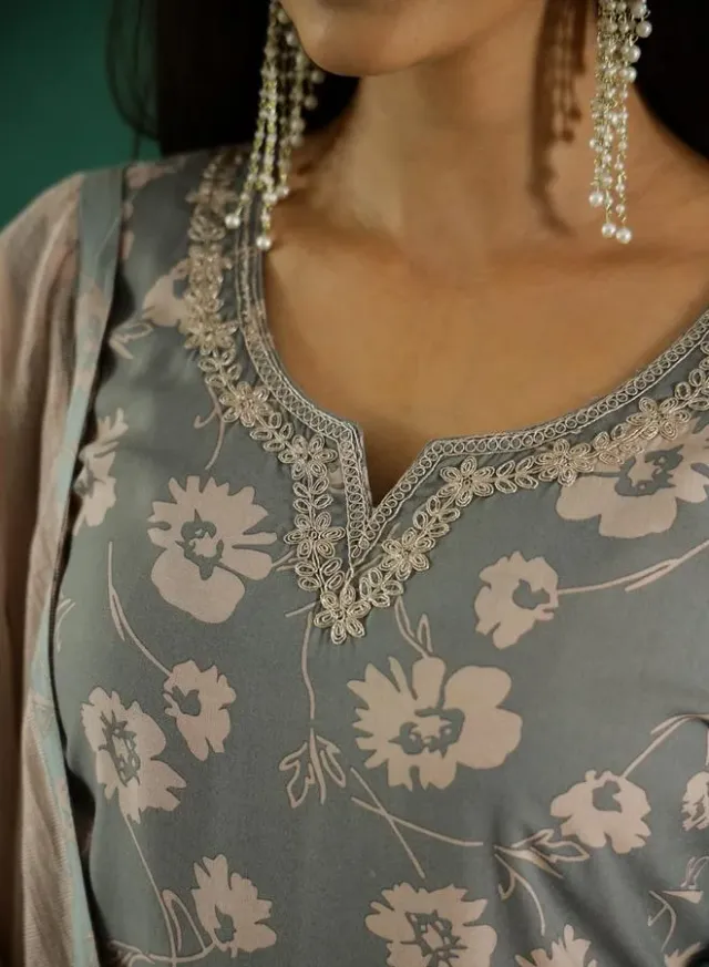 Floral Cotton Kurta Pant Set – image 6
