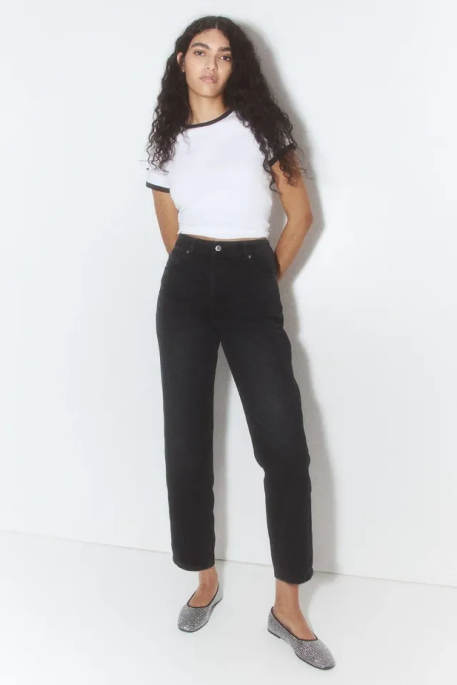 High-Rise Straight Ankle Jeans
