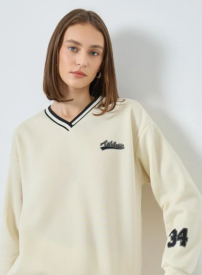 Women's Varsity Sweatshirt Beige