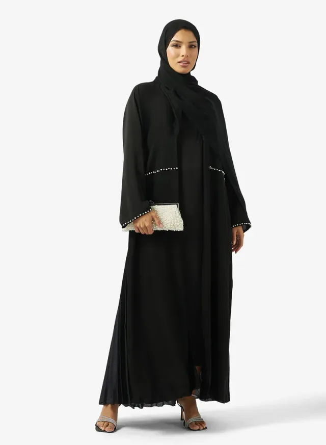 Black Pleated Abaya with Sheila - Ramadan Collection – image 2
