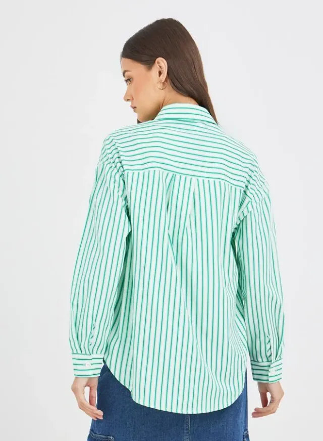 Oversized Striped Spread Collar Shirt – image 5