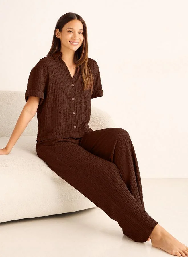 Coord Set with Shirt & Wide Leg Pants