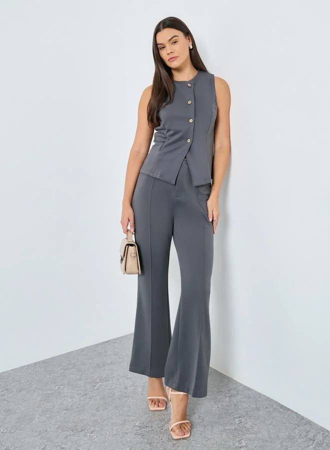 Elegant Wide Leg Trousers Grey