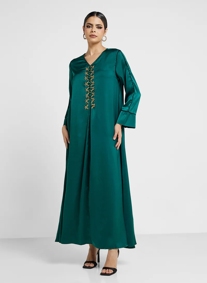 Embellished Jalabiya Green