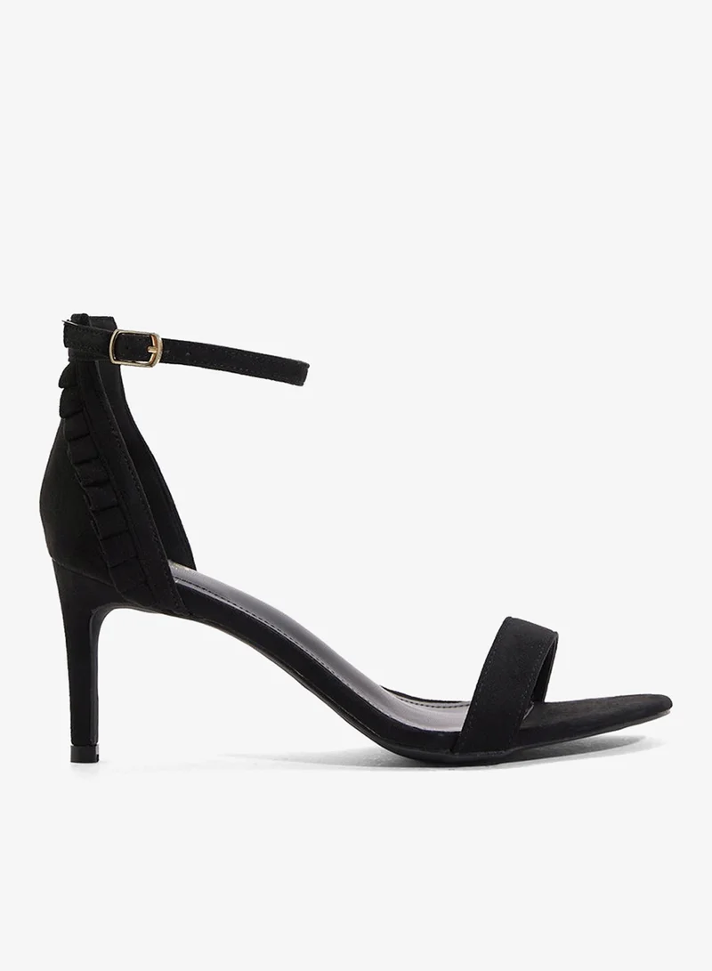 Double Strap Heeled Sandals Black