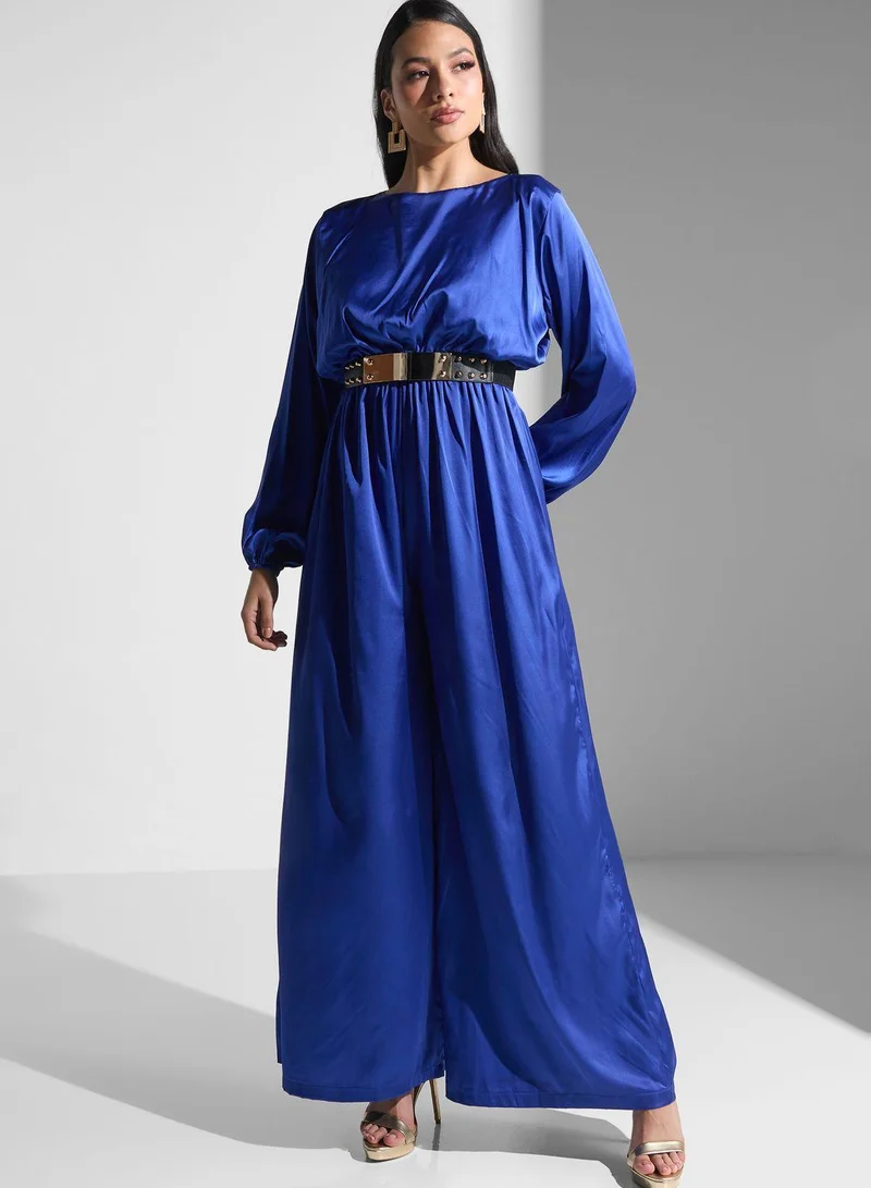 Embellished Belted Jumpsuit